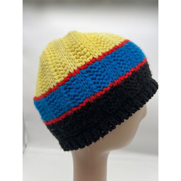 Bula Knit Beanie Striped Yellow Black BLue Red OSFM Unisex - Picture 2 of 10
